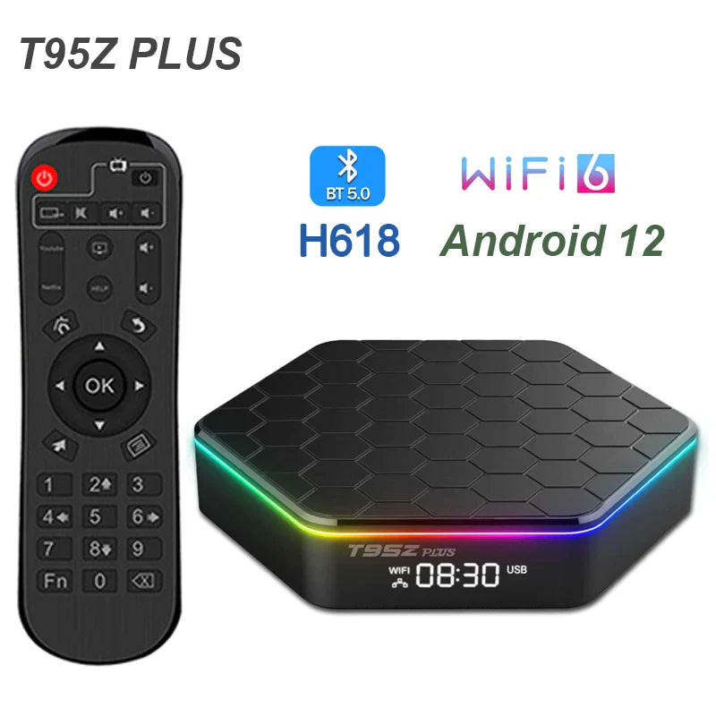 2025 Upgraded T95Z plus Smart Android 12.0 TV Box Quad Core 6K HD Stream Player