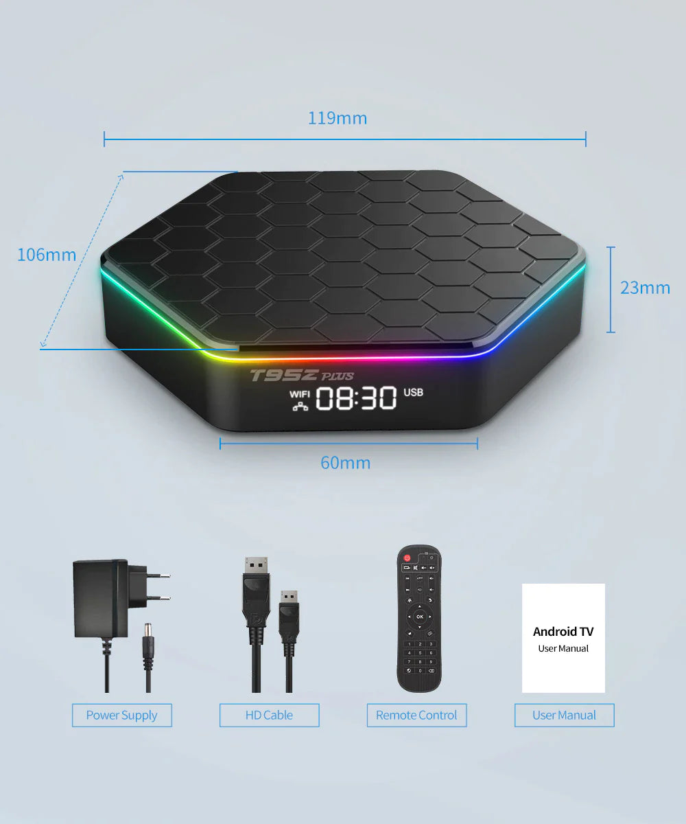 2025 Upgraded T95Z plus Smart Android 12.0 TV Box Quad Core 6K HD Stream Player