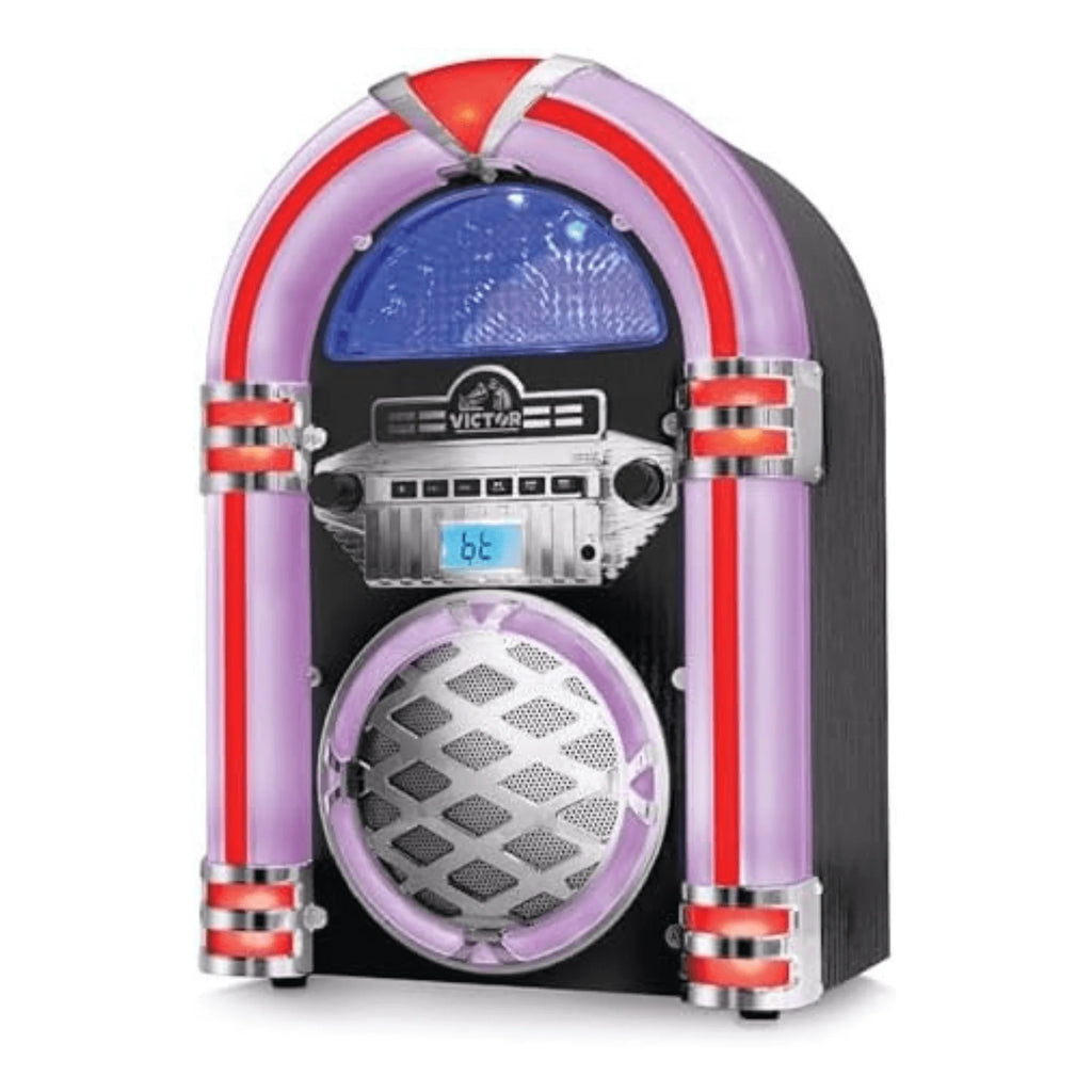 Victor Wilshire Bluetooth Jukebox with Multicolor LED Lighting and FM Radio