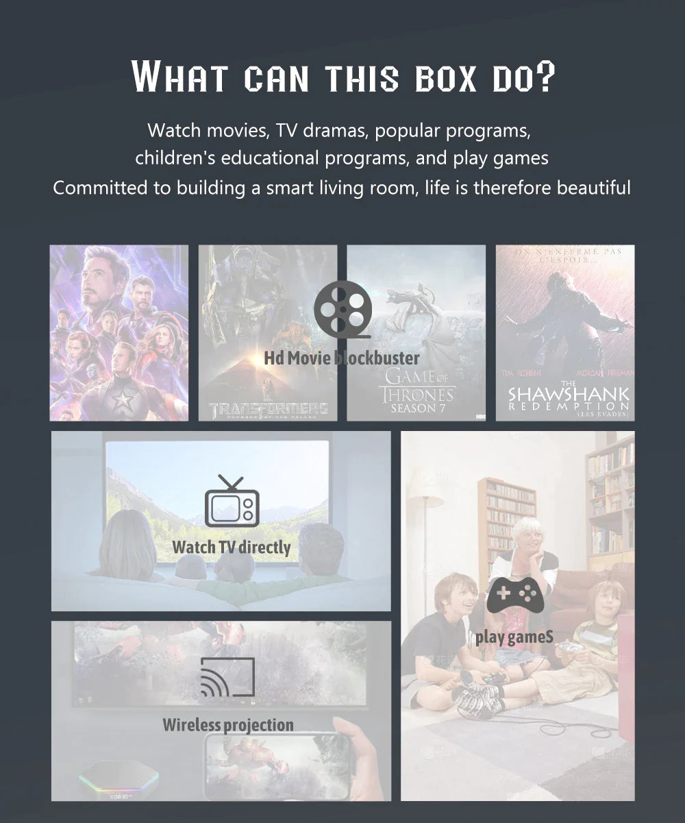 2025 Upgraded T95Z plus Smart Android 12.0 TV Box Quad Core 6K HD Stream Player