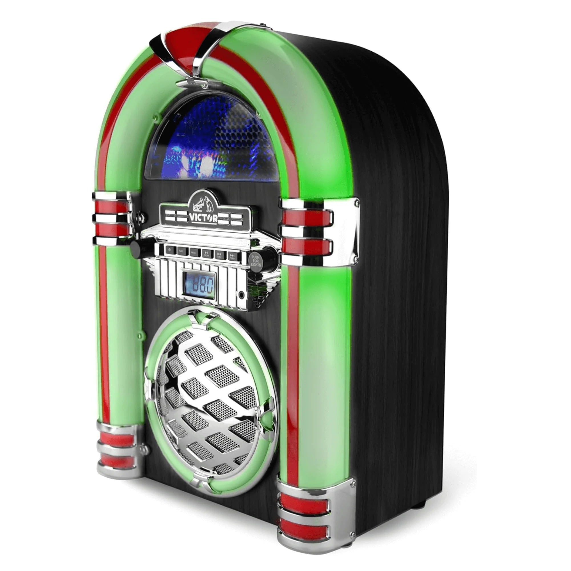 Victor Wilshire Bluetooth Jukebox with Multicolor LED Lighting and FM Radio